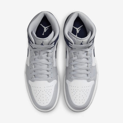 Jordan 1 Mid Gris Loup Bleu Marine Minuit
