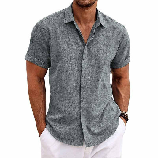 Melchior | Chemise col à revers en lin et coton pour hommes